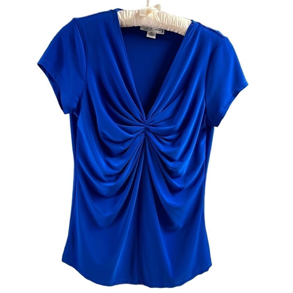 Josephine Studio Ladies Gathered Ruched Dress Top Size Petite Medium Royal Blue